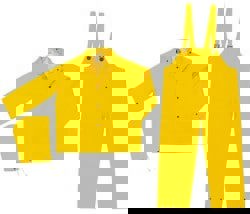 Suit with Bib Overalls: Size M, Yellow, Polyester & PVC